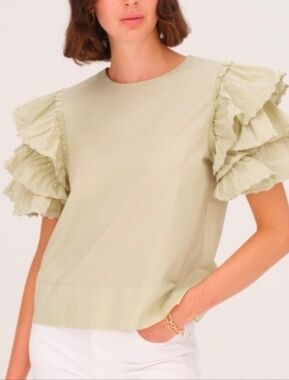 Harshman 3X Blouse Sea Foam Designer Preppy Quiet Luxery